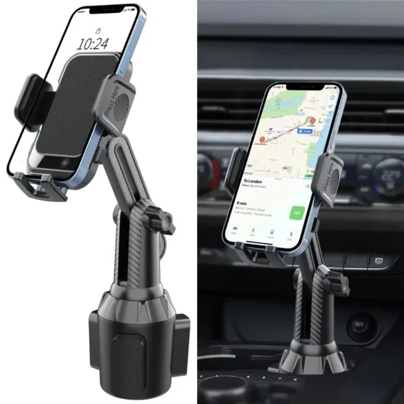 2026 New Universal Car Cup Holder Cellphone Mount Stand for Mobile Cell Phones Adjustable Car Cup Phone Mount for Huawei Samsung