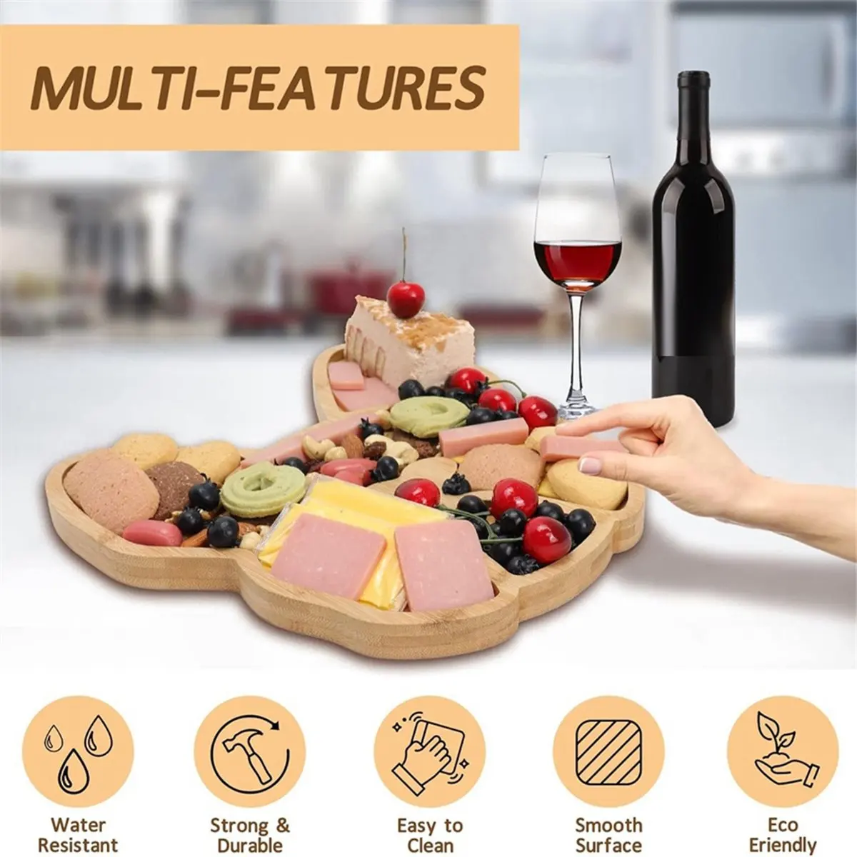 MALL French Bulldog Cheese Board, 12Inch Frenchie Charcuterie Boards Extra Large Bamboo Funny Serving Tray Aperitif Platter