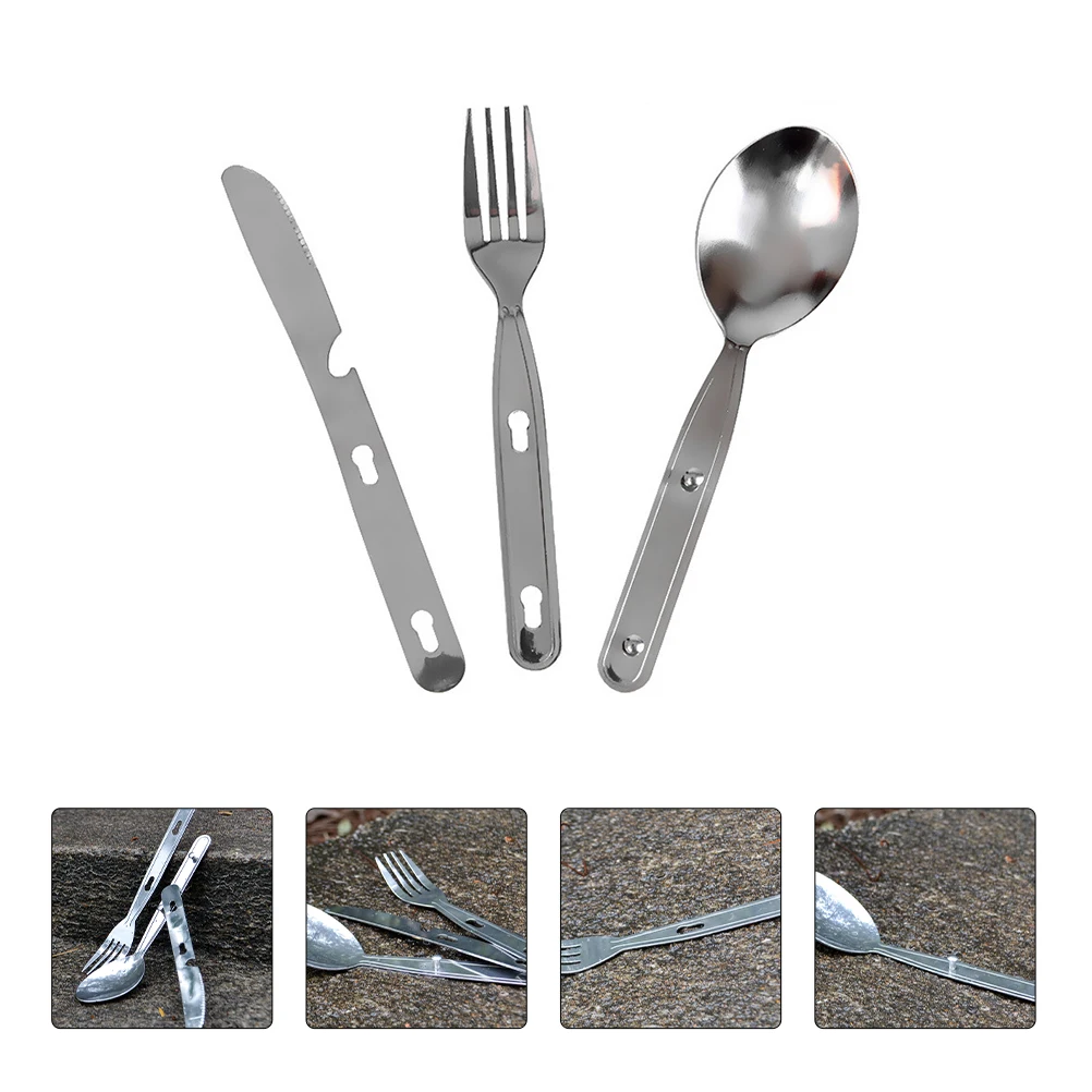 

1 Set Premium Portable Stainless Steel Camping Tableware Fork Spoon for Outdoor Activities