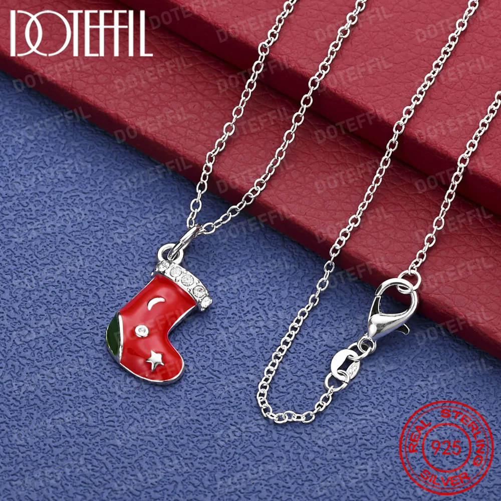 

Изысканный рождественский чулок из стерлингового серебра 925 пробы, ожерелье для женщин, свадебный рождественский подарок, ювелирные аксессуары