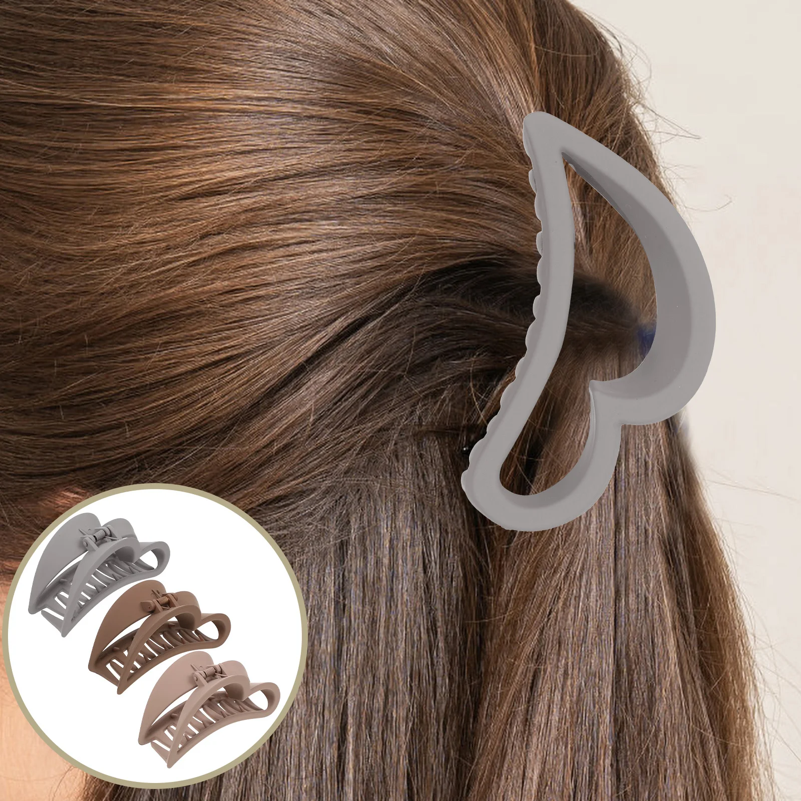 

3pcs Large Matte Heart Hair Claw Clips Medium Size Strong Flexibility Non-Slip For Thick Thin Hair Women Party Wedding Daily Use