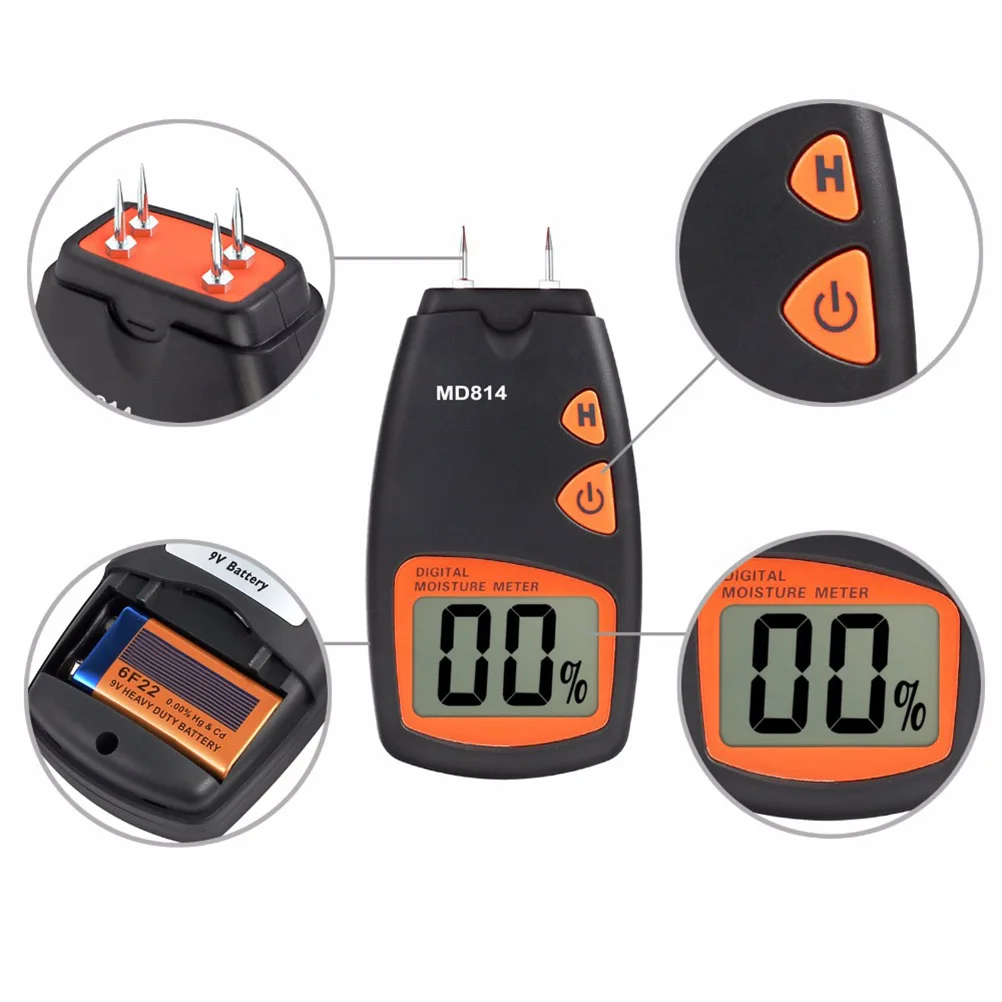 

Wood Moisture Tester LCD Display 4 Probes Pin Resistance Meter for Wood Humidity 5 to 40 Percent Durable Practical Easy Use