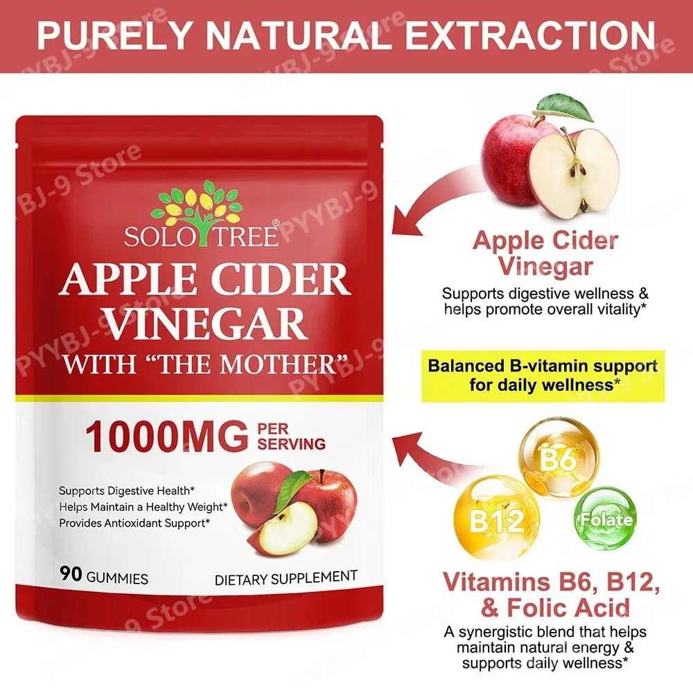 SOLOTREE Private Label Vegan Supplements Weight Loss 1000mg Keto Apple Cider Vinegar Detox Gummies 90pcs Adults with The Mother