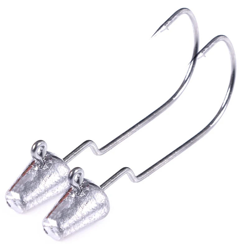 5 Stück/Beutel Angelhaken mit Jigkopf, Offset-Kurbelhaken für Weichköder, Texas Rig, Weedless Bleikopf-Jigs für Barsch- und Hechtangeln
