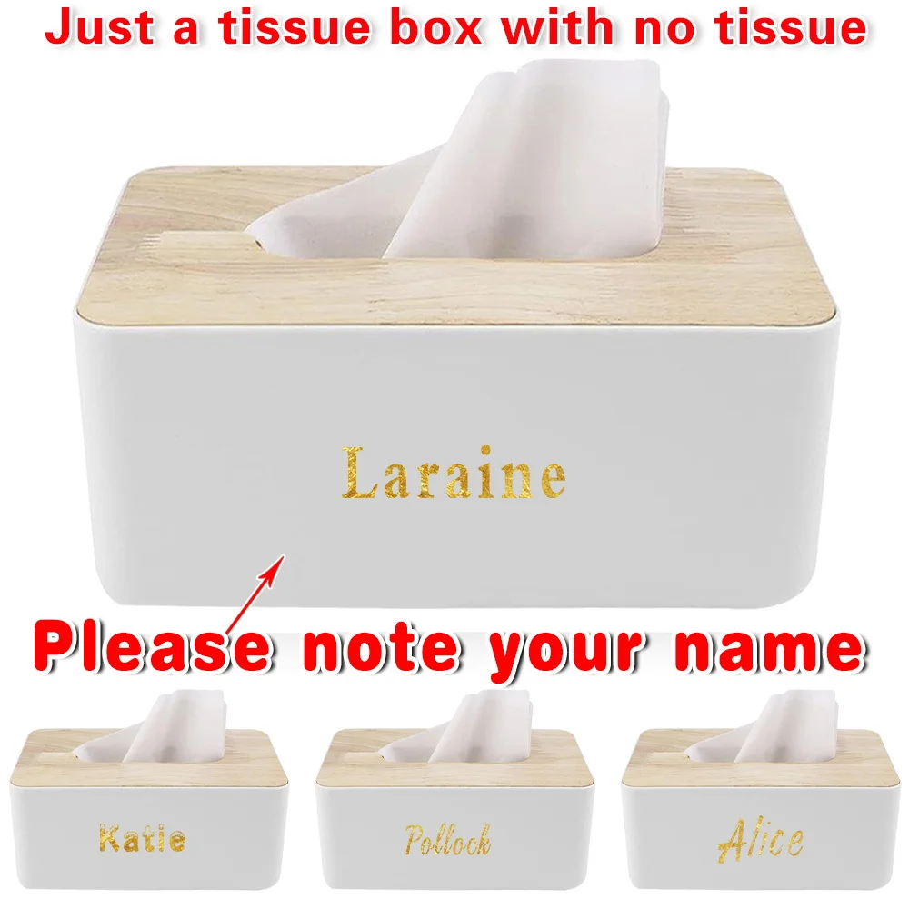 

Customized Name Tissue Box Holder Tabletop Tissue Dispenser Case With Wood Cover Napkin Storage Bedroom Decor Personalized DIY