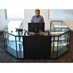 custom,Full Retail Convenience Store Glass Display Showcase Lockable Cash Desk Checkout Counter with Led Light