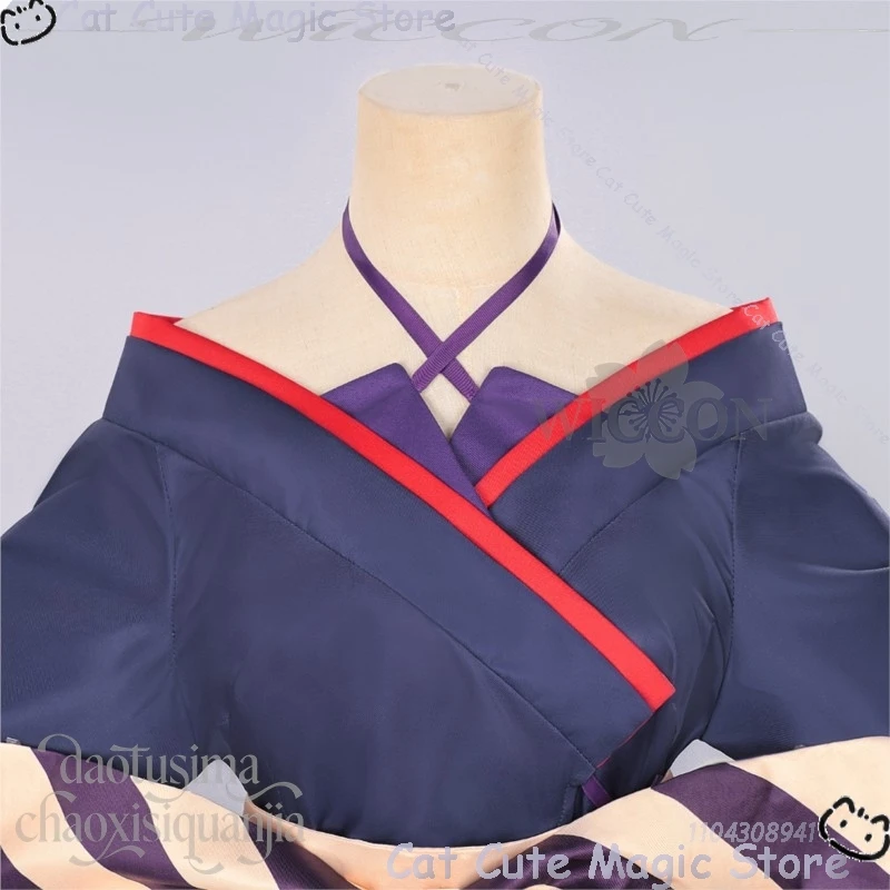 Tsukimi Yachiyo تأثيري الأميرة Kaguya ثوب الكيمونو الياباني أزرق داكن أرجواني فستان أبيض وردي متدرج ذيل حصان نافيداد كرنفال #5