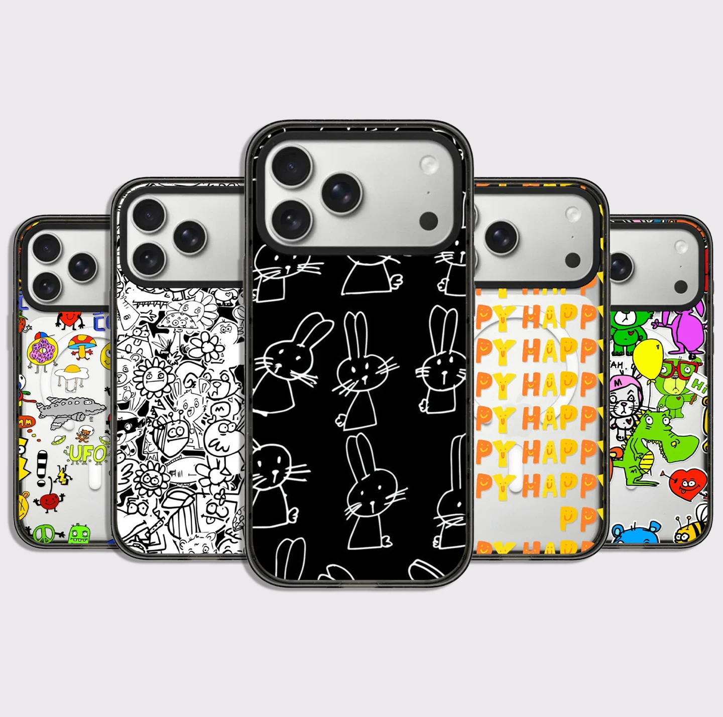 

Happy Graffiti Impact Black Border Magnetic Cover for IPhone 13 14 15 16 17 Pro Max Case for IPhone Air