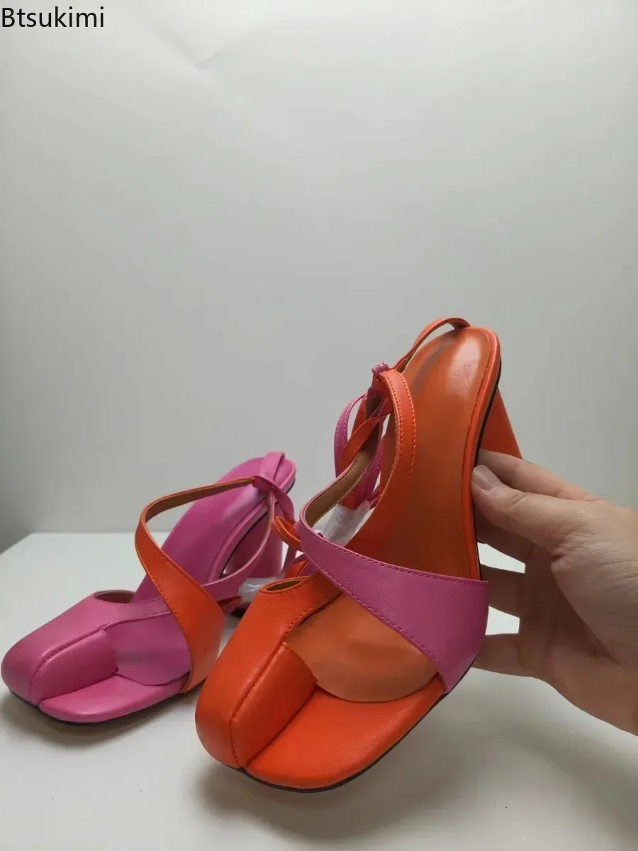 2025 Mode Nieuwe Matte Lederen Tabi Sandalen voor Vrouwen Zomer Lace Up Open Teen Hoge Hak Sandalen Nieuwigheid Ontwerp Chic Vrouwen Schoenen