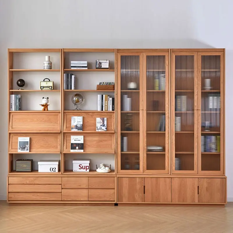 

Customizable Nordic Modern Simple Combination Bookshelf Whole Wall Display Cabinet Japanese Style