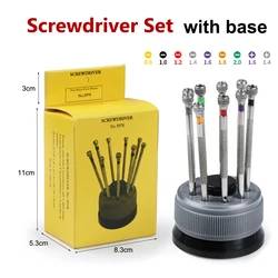 9PCS Screwdrivers Set Watch Repair Tool Screwdriver Set with Rotating Base Steel Screwdriver 5978 for Watch and Glasses Repair