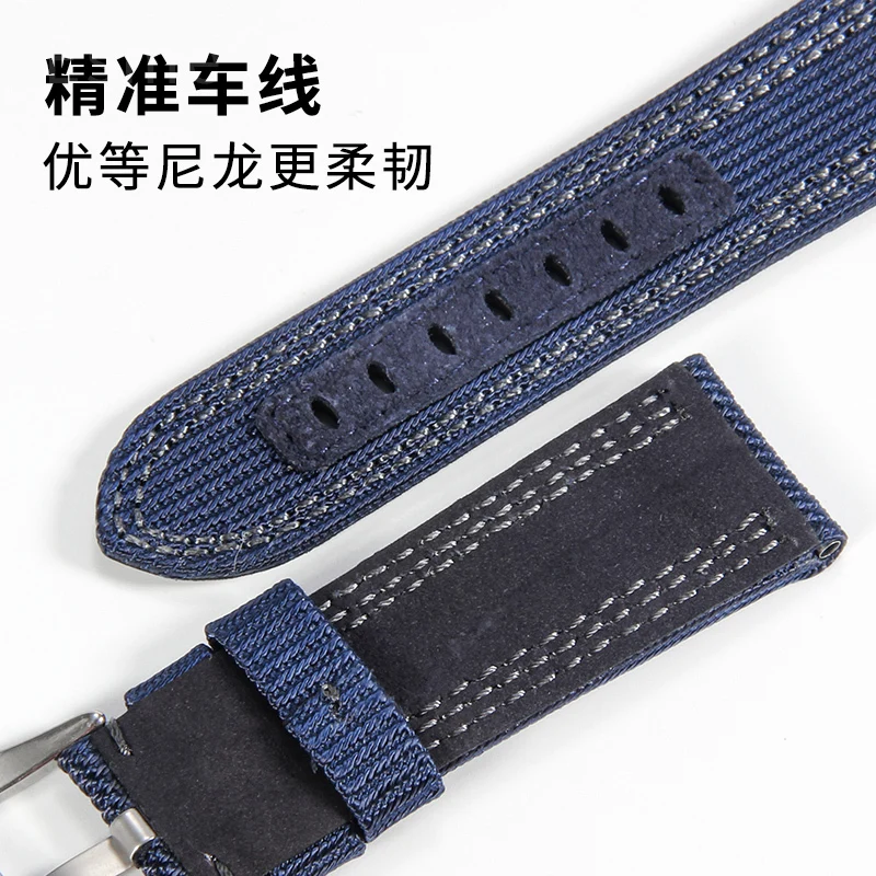 For Panerai Nylon Canvas Leather Watch Band Pam441/359/312/616 Series Breathable Comfortable Men\'s Original Watch Strap 24mm