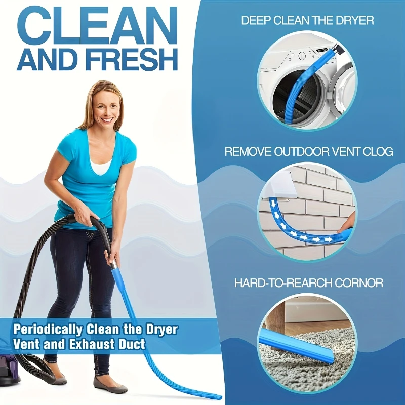 1pc Flexible Dryer Vent Cleaner Hose with Elastic Connector – Laundry Vent Cleaning Tube, Suitable for Narrow Tight Spaces