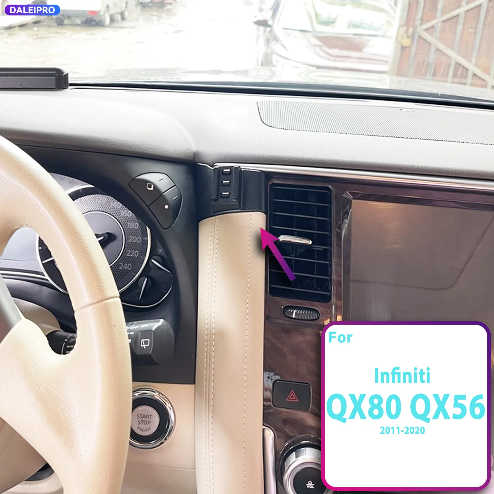 For Infiniti QX80 QX56 2011-2019 2020 Vehicle-Specific Phone Holder Base Smart Car Phone Mount 66W Charging Holder Accessories
