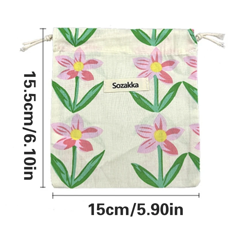 

Сумки для макияжа с цветочным принтом в японском стиле, дорожные сумки на шнуровке, сумка для хранения