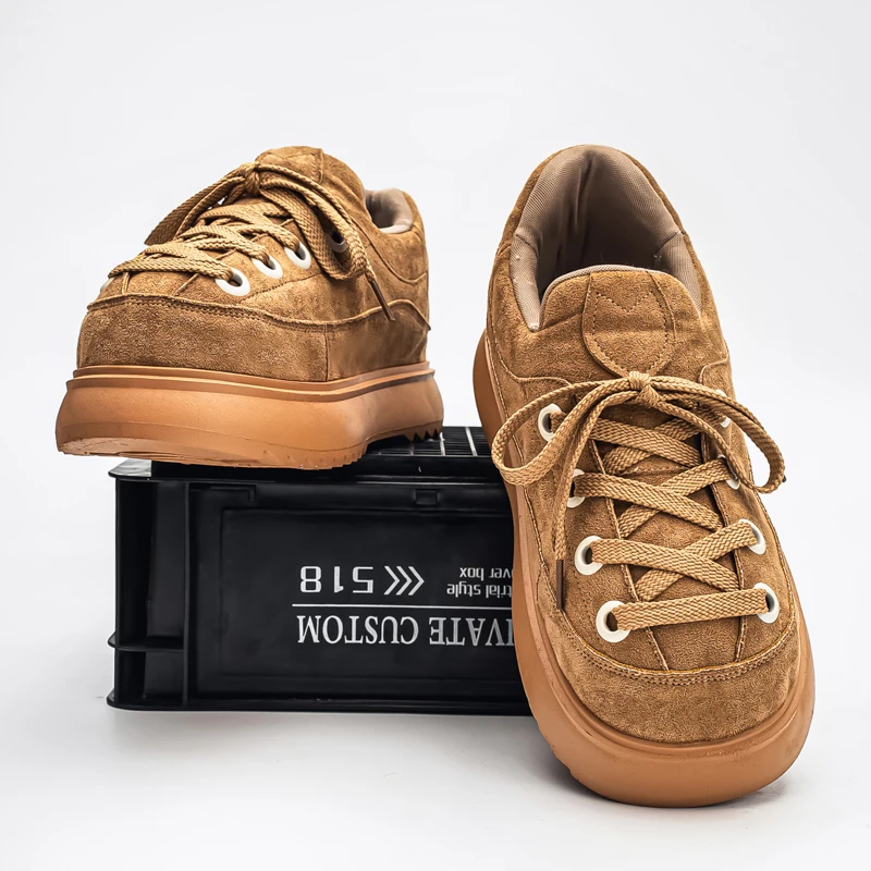 

Men's Spring Casual Sport Shoes Anti-Slip Leather Surface Heightening Anti-Water And Anti-Skid Leisure Shoes for Youth