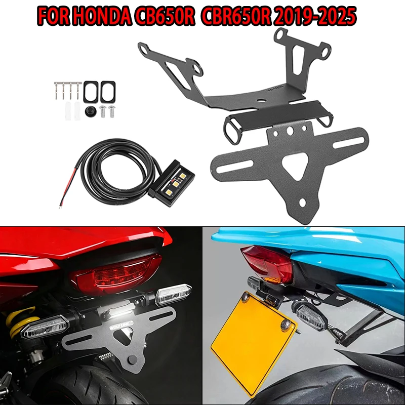 

Motorcycle Accessories License Plate Holder Tail Light Bracket Tidy Fender Eliminator For Honda CB650R CBR650 CBR 650R 2019-2025