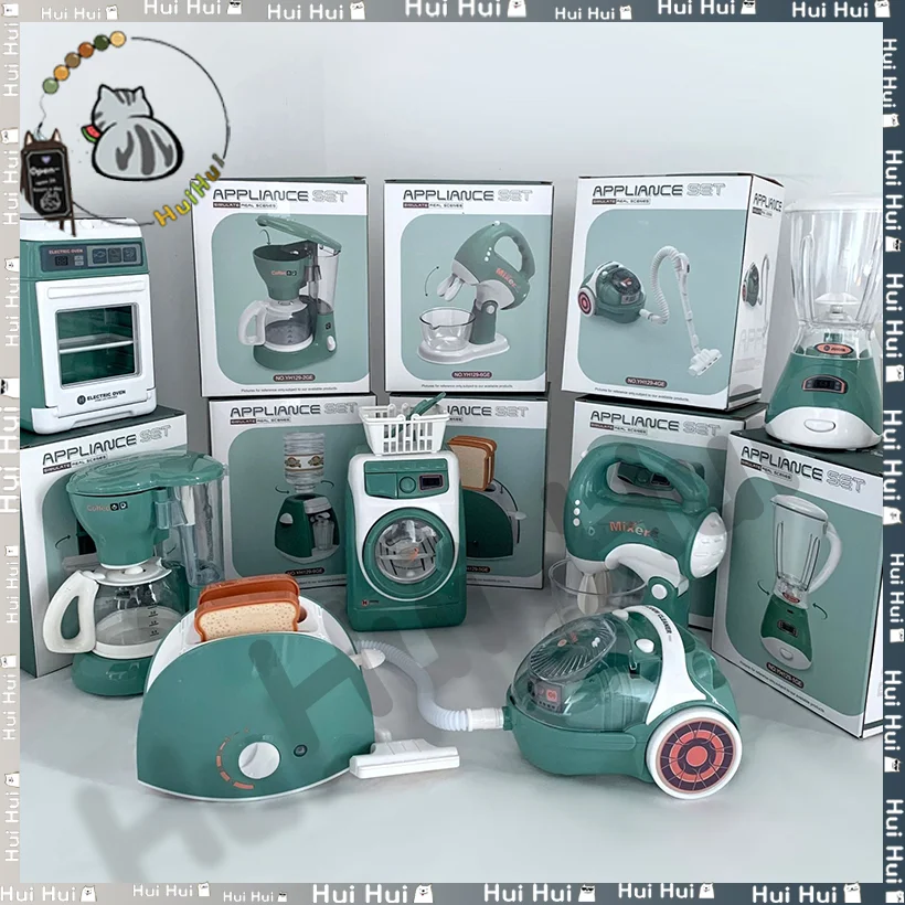 Simulated Home Appliance Toy Set Juicer Coffee Maker Toaster Mixer Oven Washing Machine Vacuum Cleaner Pretend Play