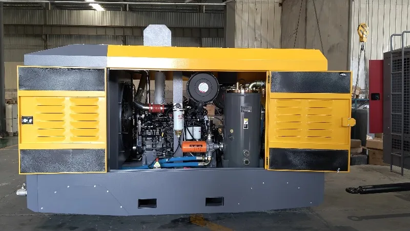 Portable 1100cfm Diesel Compressor 25 Bar Skid-Mounted Screw Engine for Water Well Oil Drilling for 500m Depth for Truck Usage