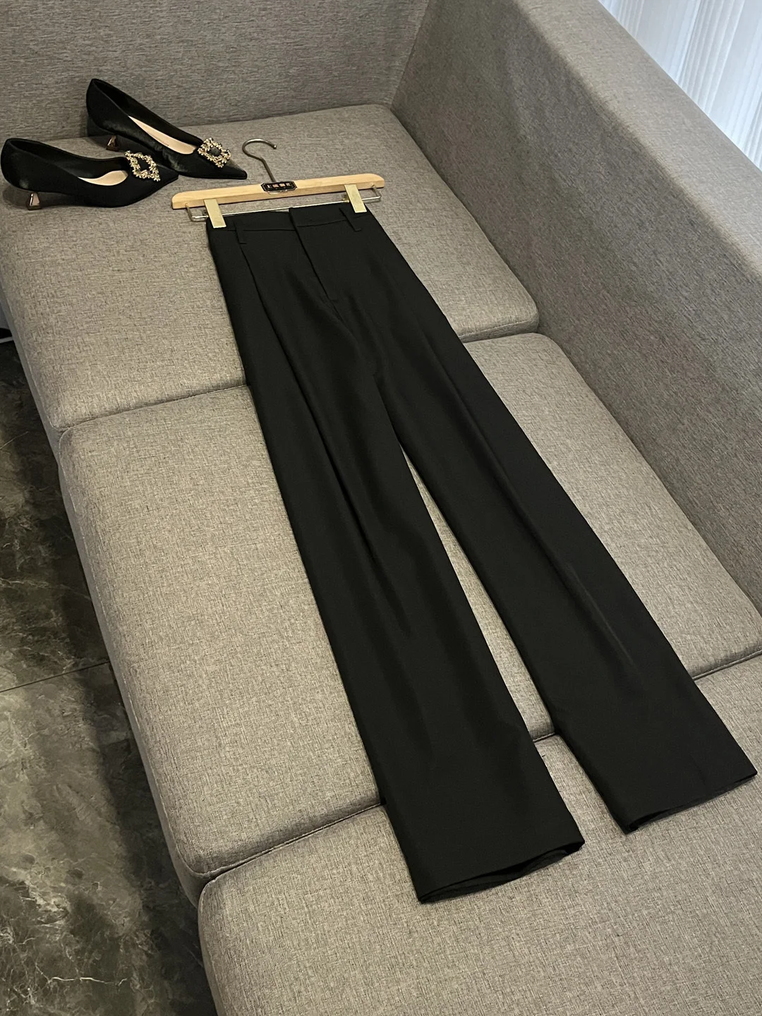 

Bla High Waist Straight Leg Wide Leg Pants Women's Trousers Casual Floor Length Suit Pants for Tall Women X296