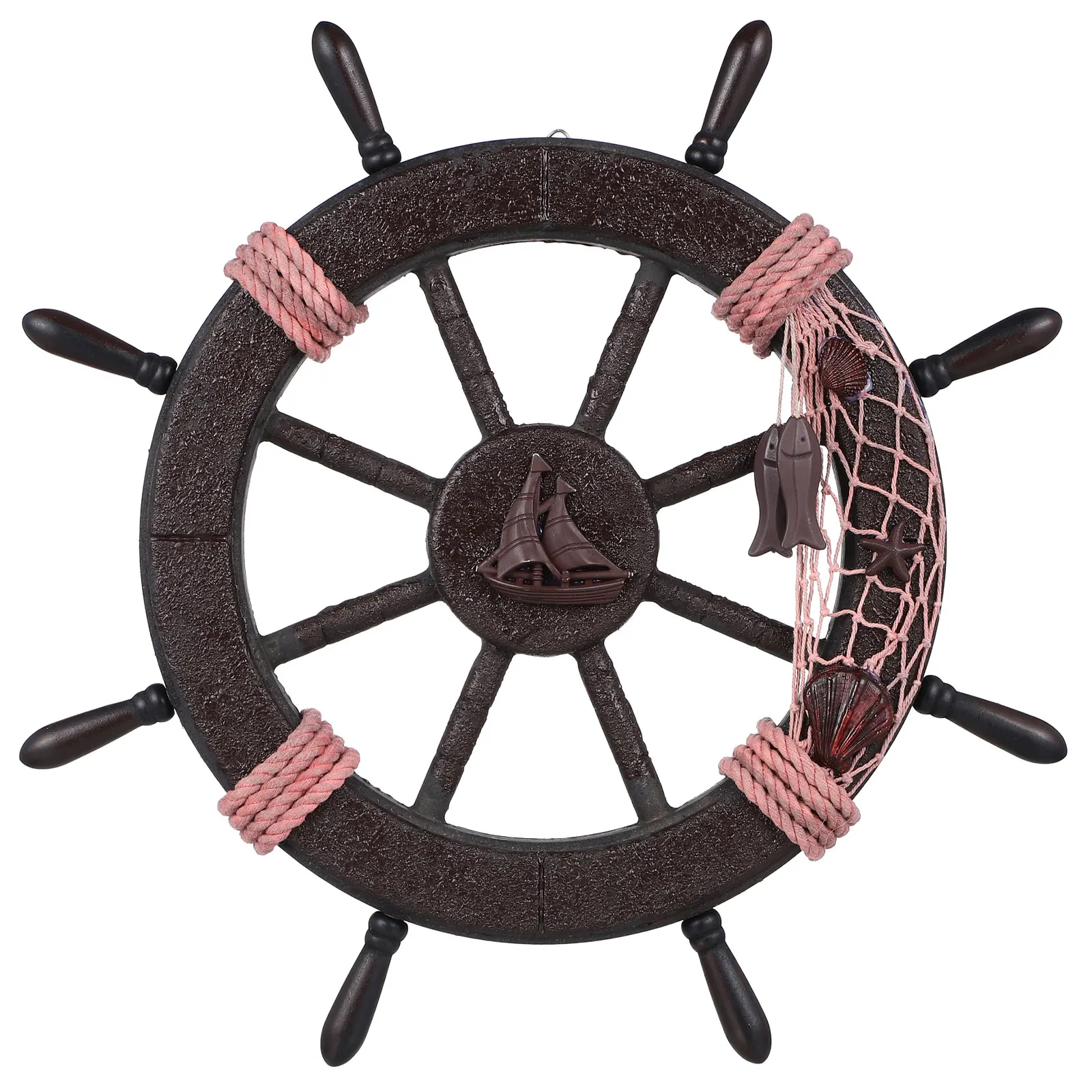 

Retro Rudder Wall Hang Boat Steering Wheel Ships Decorative Nautical Themed Decoration for Home Seaside
