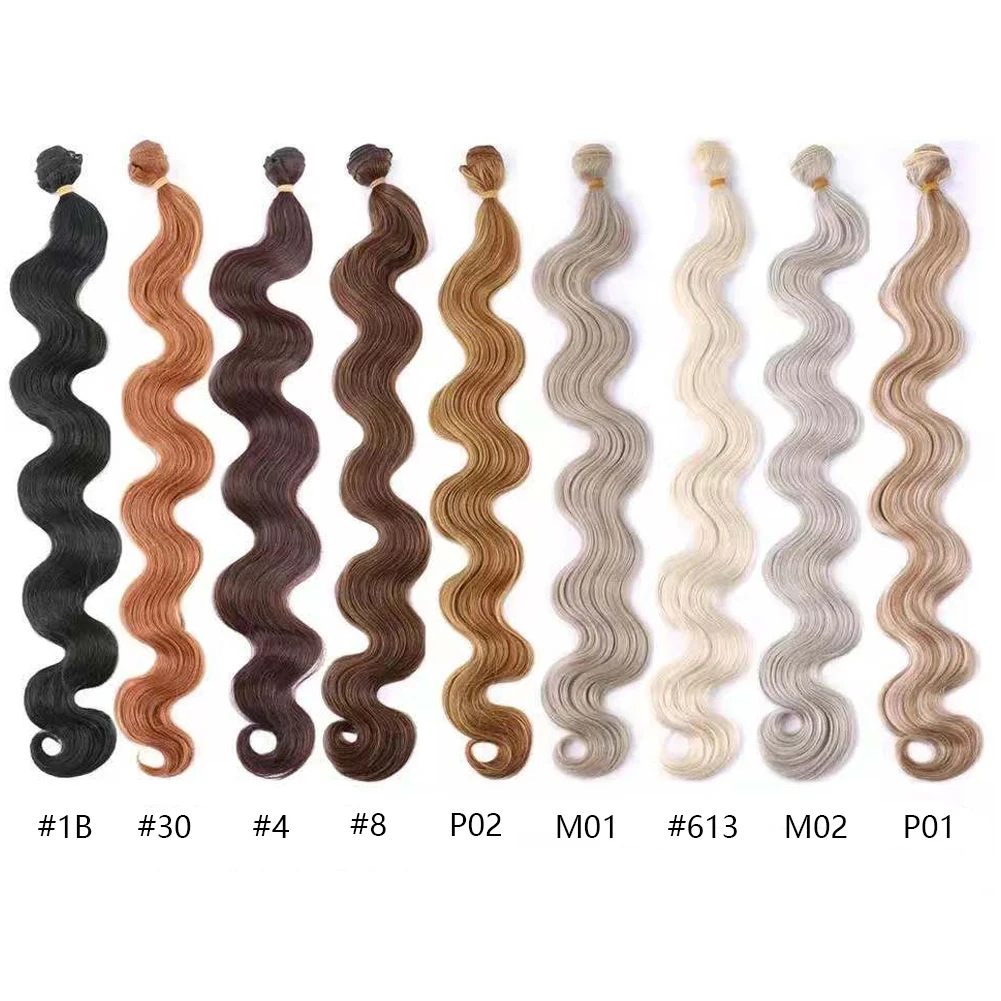 Onda do corpo pacotes de trama de cabelo sintético 26 Polegada onda do corpo pacotes de cabelo sintético longo ondulado resistente ao calor tece cabelo sintético
