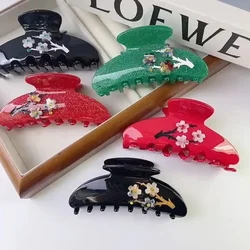 Muweordy New Plum Blossom Hair Claw Acetate Claw Clip France Retro Sweet Crab Hair Clip Shark Clip Hair Accessories for Women