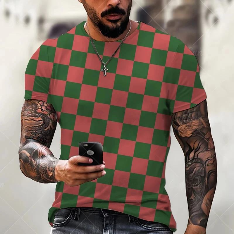 T-shirt da uomo alla moda nuova stampa 3D magliette grafiche a quadri quadrati Harajuku magliette a maniche corte abbigliamento uomo T-shirt