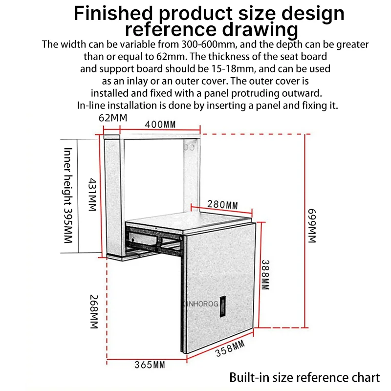 Hidden Buffer Folding Stool Creative Wall Hanging Flip-Down Shoe Cabinet Folding Stool Furniture Link Hardware Accessories