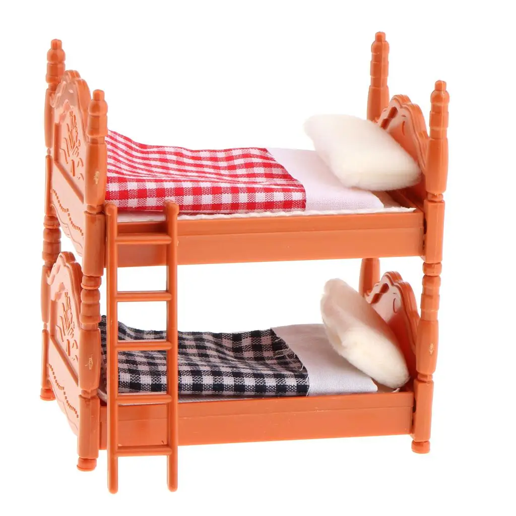 

1:12 Toy Dollhouse Miniature Bedroom Bed Bunk Bed Scaled Model Toy