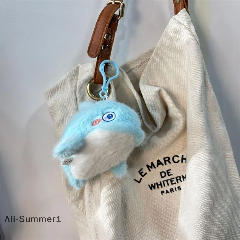 Creativo lindo ballena animales marinos muñeco de peluche juguetes de peluche llavero colgante bolsa dijes mochila adornos colgantes regalos llavero