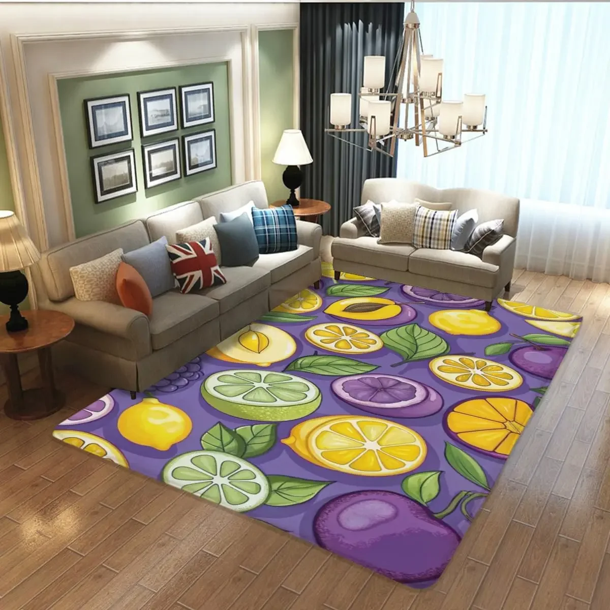 

"Colorful Fruit Crystal Velvet Rug Non-Slip Living Room Mat Soft Absorbent Home Decor Easy Clean Floor Pad"