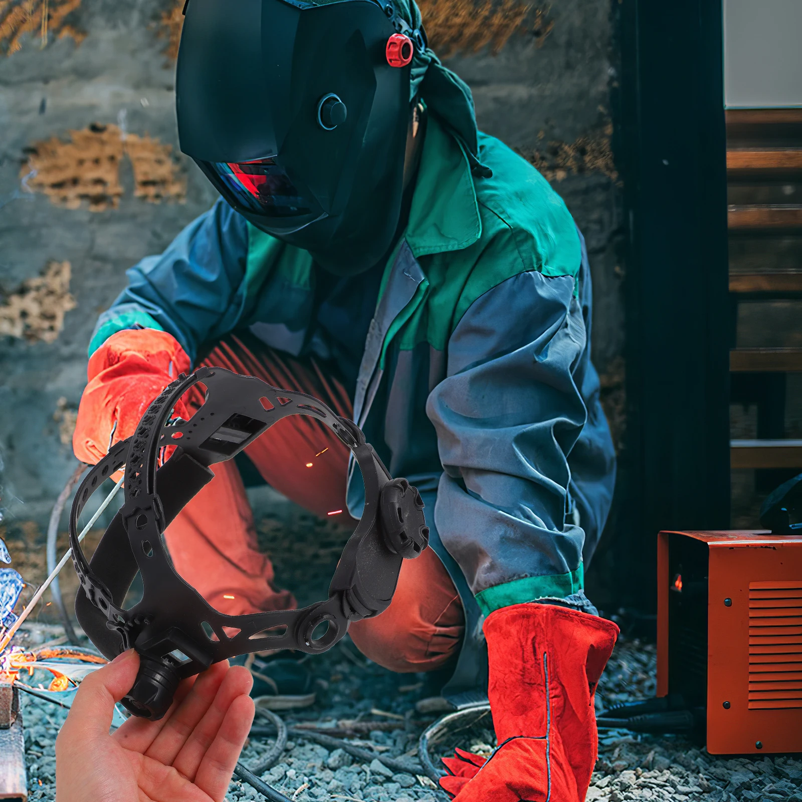 Adjustable Welding Headgear Dark Grey Strap Sweat Absorption Protection Versatile Application Labor