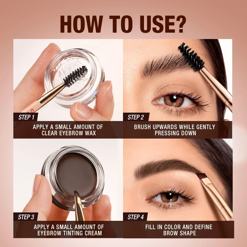 O.TWO.O Eyebrow Pomade 2-in-1 Brow Gel Wax Waterproof Long Lasting Creamy Texture Eye Brow Tint Enhancer Cosmetic Makeup