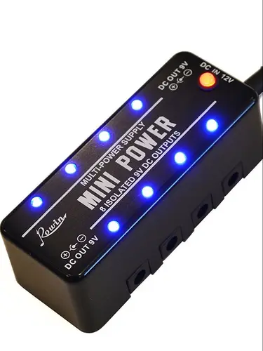 Imagen 2 del producto Rowin-Pedal de efectos de guitarra súper pequeño, Mini fuente de alimentación, 8 fuentes aisladas, 9V, 300mA, salidas CC, acopladores de cargador de doble cara