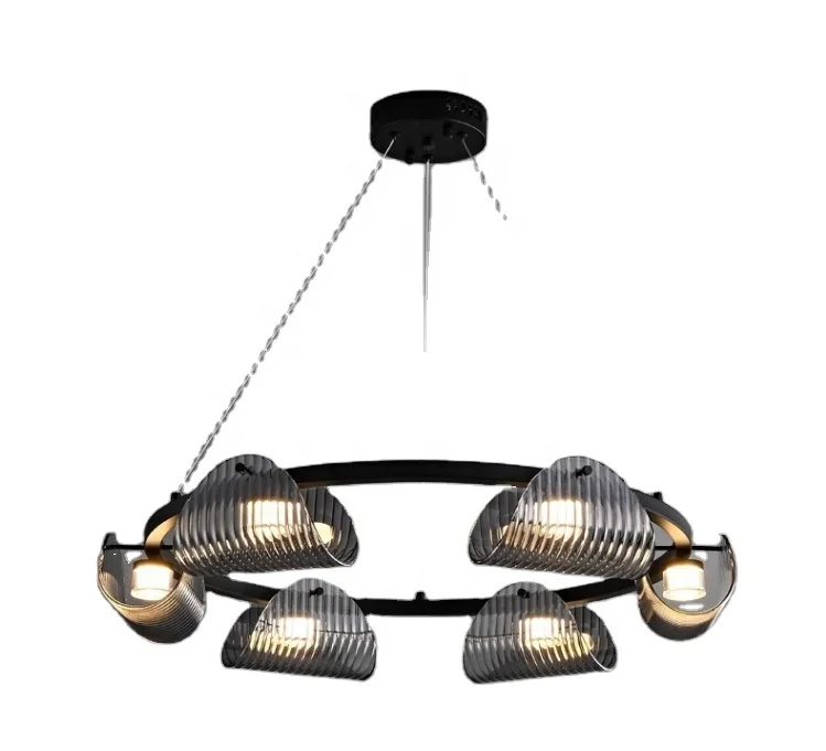 2024 Hot Sale Modern Metals Simple Designed Circle Ring Shape Chandelier Glass Ceiling Light.
