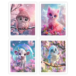 GATYZTORY-Painting By Numbers With Frame,Cute cartoon animals,birds foxes cows owl,Decorative Paintings,Picture Drawing,Wall Art