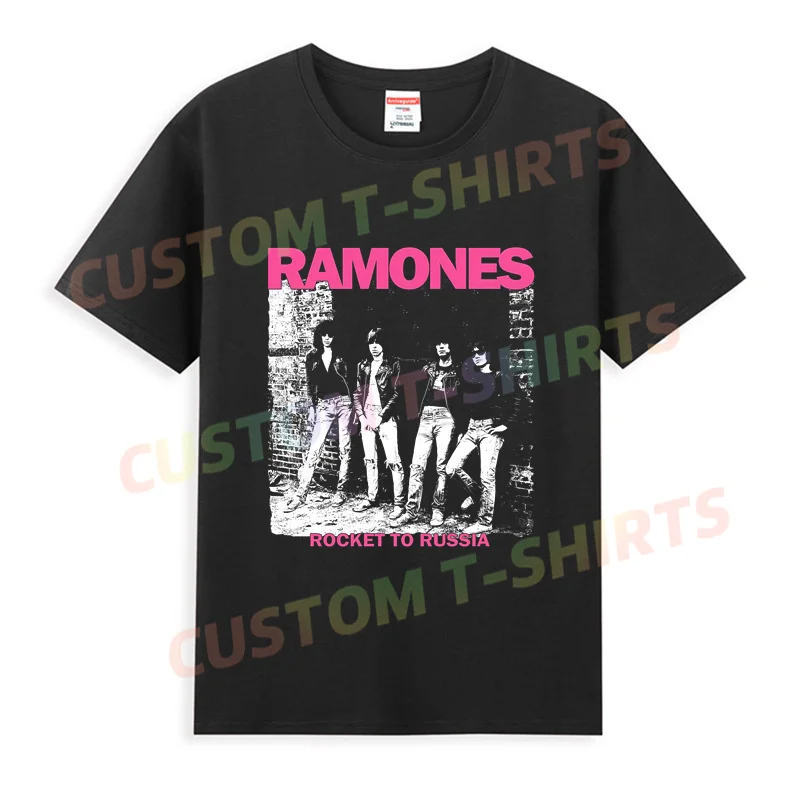 

2024 Hot Sale Summer 100% Cotton Black Ramone Rocket To Russia T Shirt Men Short Sleeves Cool Tee Hip Hop Streetwear T-shirt