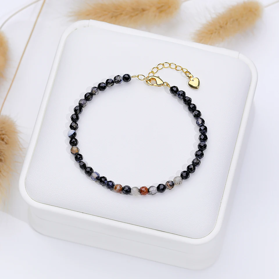 4 MM Green Agate  Bracelet With Heart Design  Jewelry for Women Rose Quartz Bts Handmade Cheap Items With  Gift Bangle