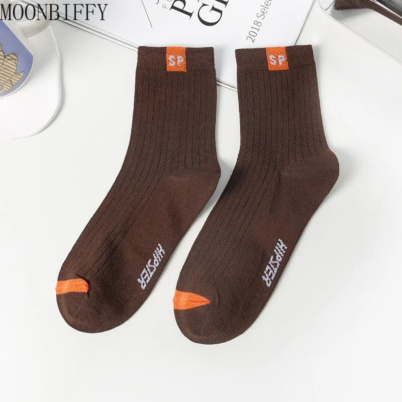 5 Pairs Mid-Calf Socks Warm Socks Long Sweat-Absorbing Breathable Socks Trendy Versatile Fall and Winter Sports Sock
