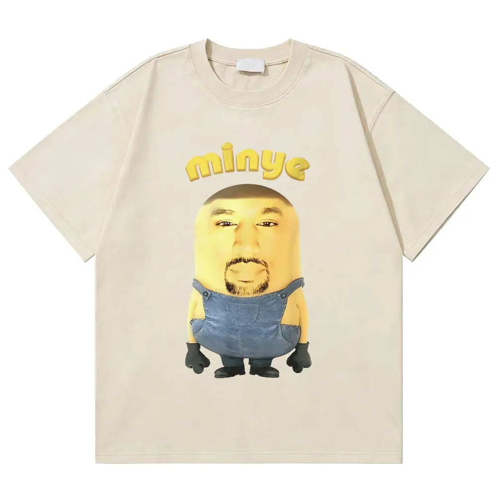 Rapper Kanye West Graduation Bear Vintage Washed T Shirt Men Hip Hop Fashion Pop Music Street T-shirt Male Oversized T-shirts