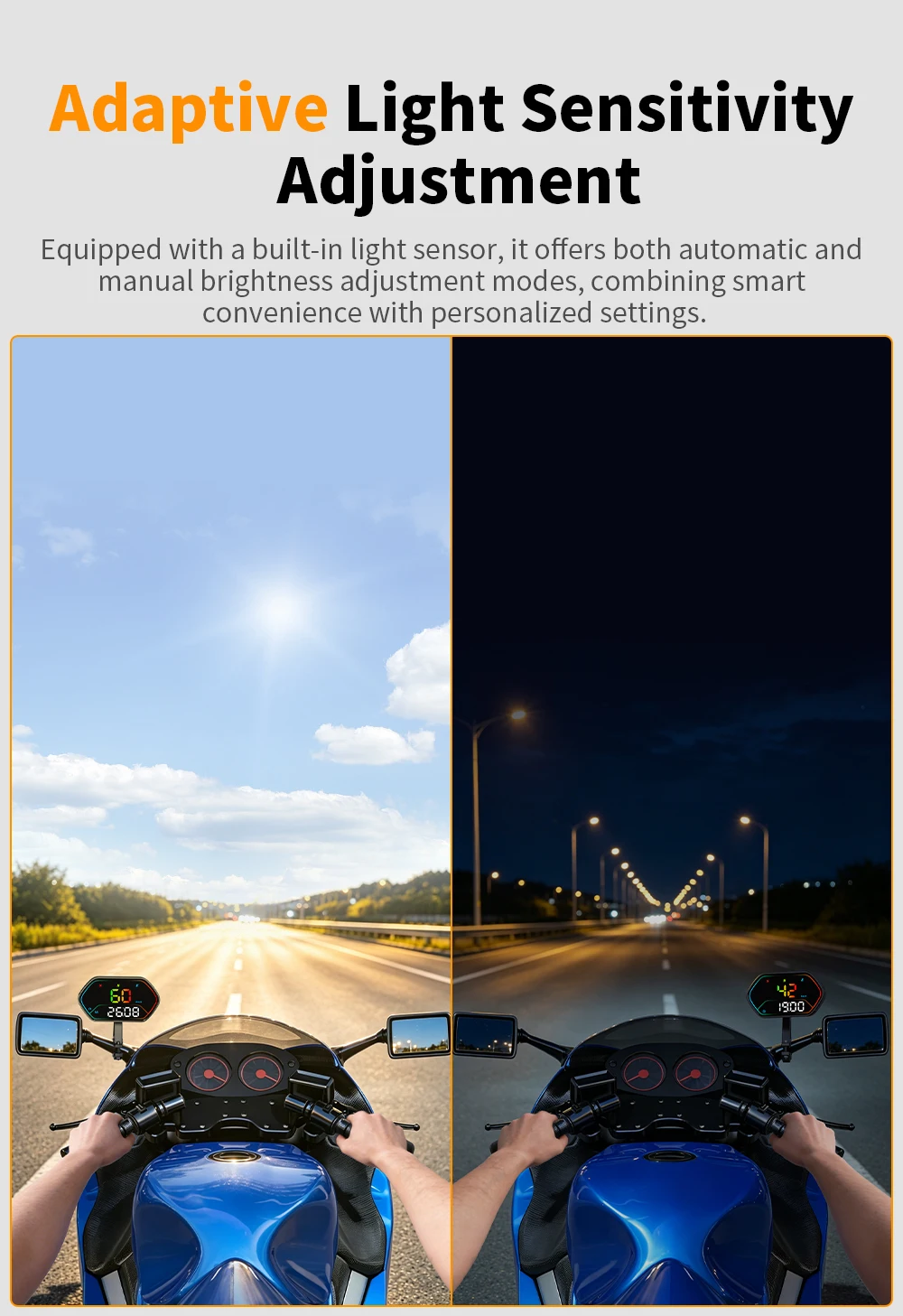 Elektronischer GPS-Motorrad-Lenker-Tachometer G25 Head-up-Display Wasserdichter HUD-Kompass Plug&Play Auto-Windschutzscheiben-Projektor – Detail 13