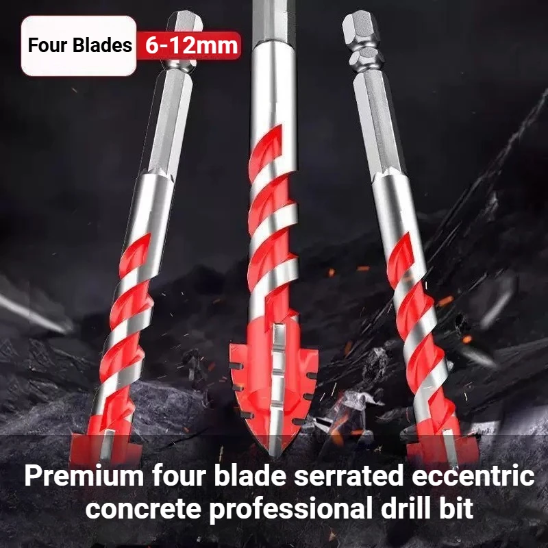 Premium four blade serrated eccentric concrete professional drill bit industrial grade dry drilling drill bit for drilling holes