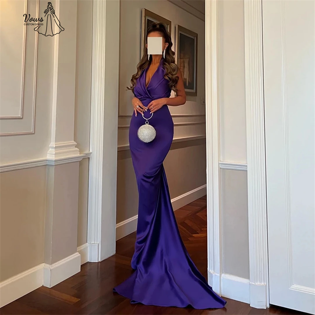 

Vows Custom Made Dresses for Special Events Elegant Women's Dresses for Wedding Party Dress V-neck Fishtail Skirt Satin Cloth