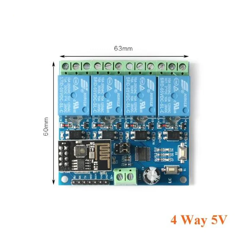 Interruptor de Control remoto para casa inteligente, módulo inalámbrico ESP8266, ESP-01, 1, 2, 4 vías, WiFi, 5V, 12V, ESP01