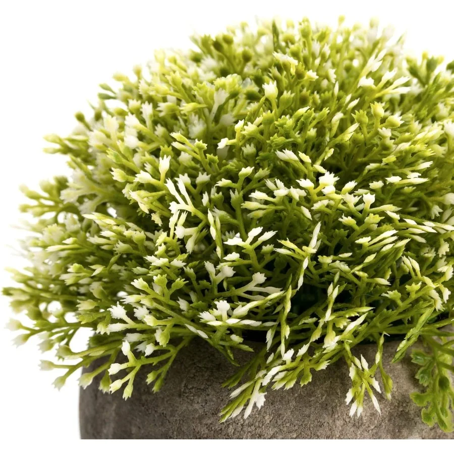 Weißes Mini-Kunstpflanzen-Topiary-Kugeltopf-Set, Magnolienblumen, Cottagre Dr. Zimmerpflanzenregal, Heimbüro, kleiner Schreibtisch, Dration