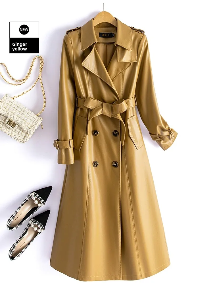 Real Leather Sheepskin Coat Women's Mid-Length Stylish Slimming Autumn Winter New Korean Style Coat Over-Knee Outerwear