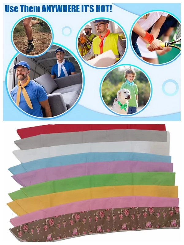 30Pcs Summer Ice Scarf Super Cool Cooling Headband Ice towel cold water Pet neck cooler cool scarf Outdoor Sport Neck Arm towel