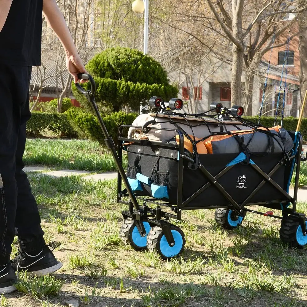 Collapsible Heavy Duty Beach Wagon Cart Outdoor Folding Utility Camping Garden Beach Cart with Universal Wheels Adjustable