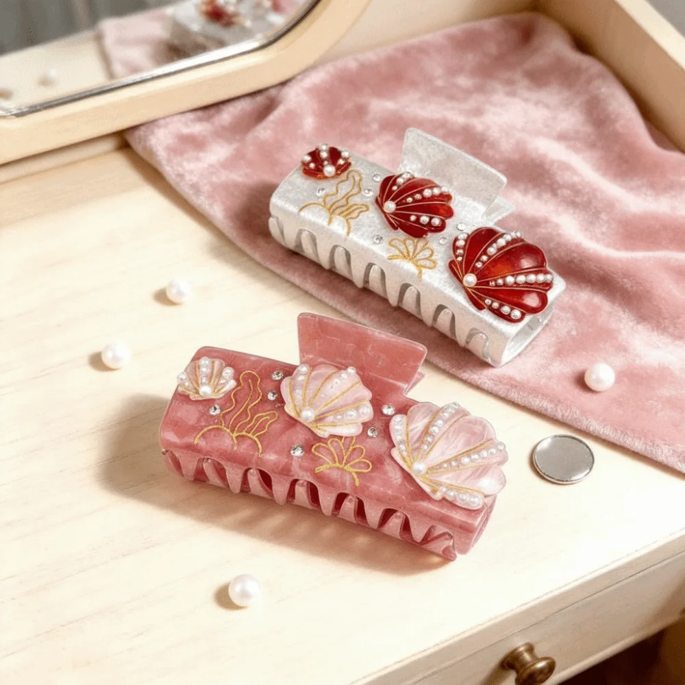 

Creative Hairpin Ocean Style Hair Claw Large Size Cartoon Shell Hair Clip Shrimp Fish Acetate Shark Clip Girls